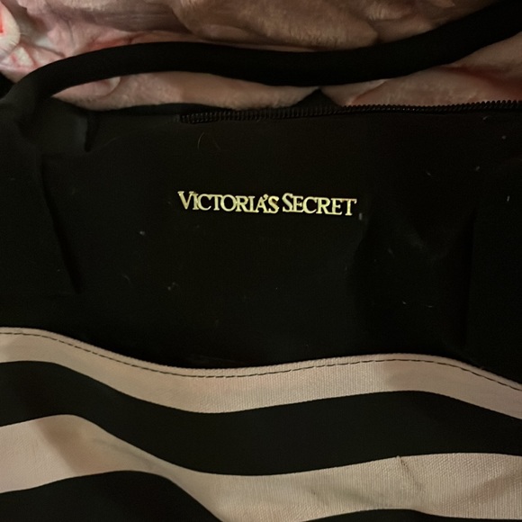 Victoria Secret large pink and black tote bag in used condition.  (See pictures) - Picture 2 of 5